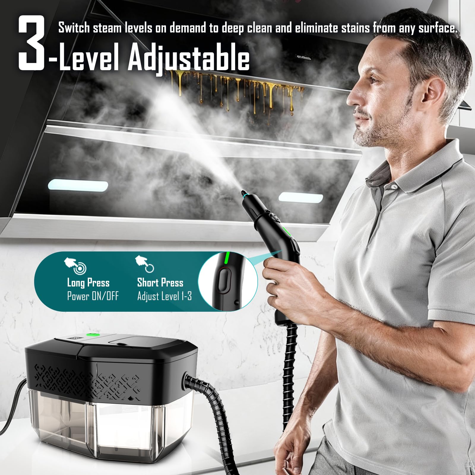 KBTYE 1.8L tank provides longer cleaning sessions without frequent refills.