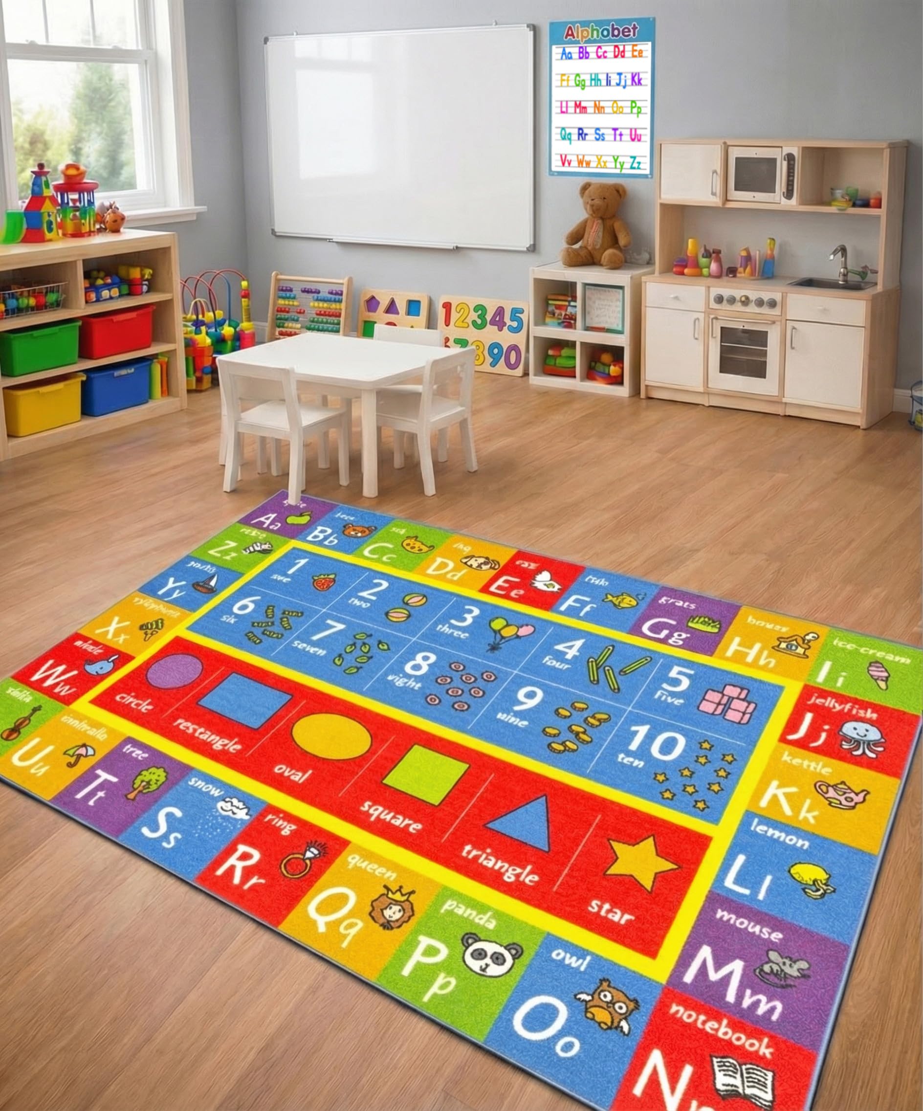 KC Cubs educational rug highlights ABC letters for engaging early literacy play.