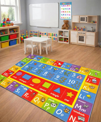 KC Cubs educational rug highlights ABC letters for engaging early literacy play.