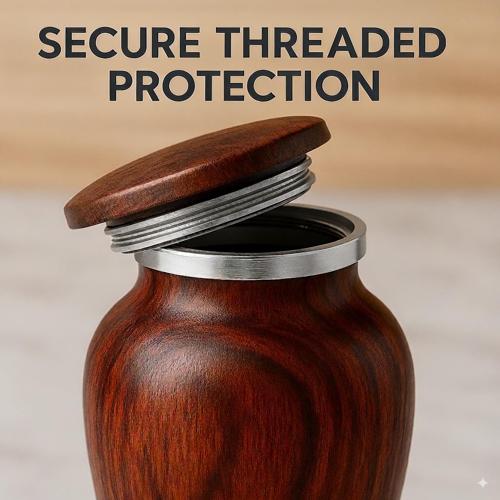 KC Katie Collection mini-urn cherry wood surface showcases timeless elegance for cherished memories.