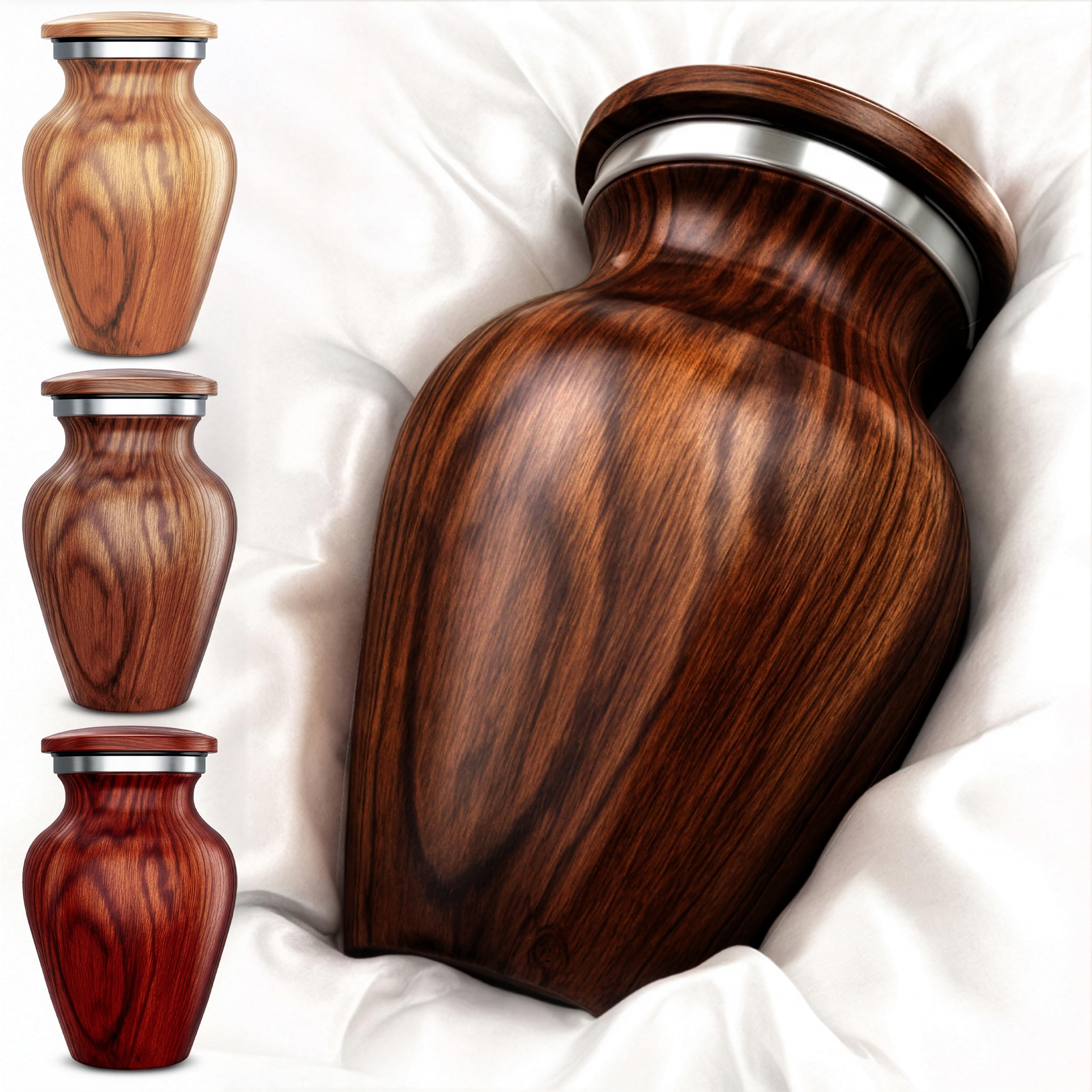 KC Katie Collection keepsake urn in cherry wood closeup for a warm memorial touch.