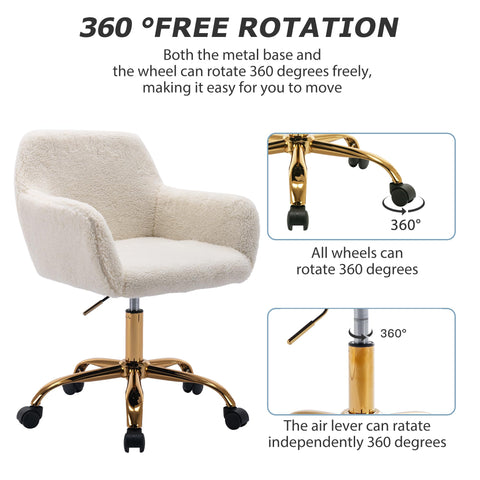KCC faux fur office chair height adjustment for personalized comfort.