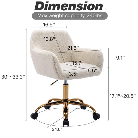 KCC faux fur office chair side view shows ergonomic back support.