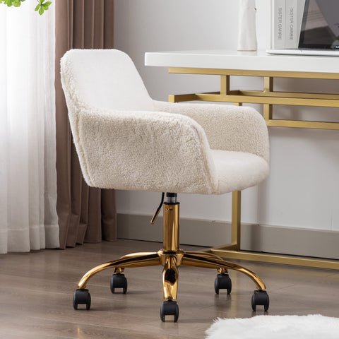 KCC faux fur office chair wheels enable smooth movement.