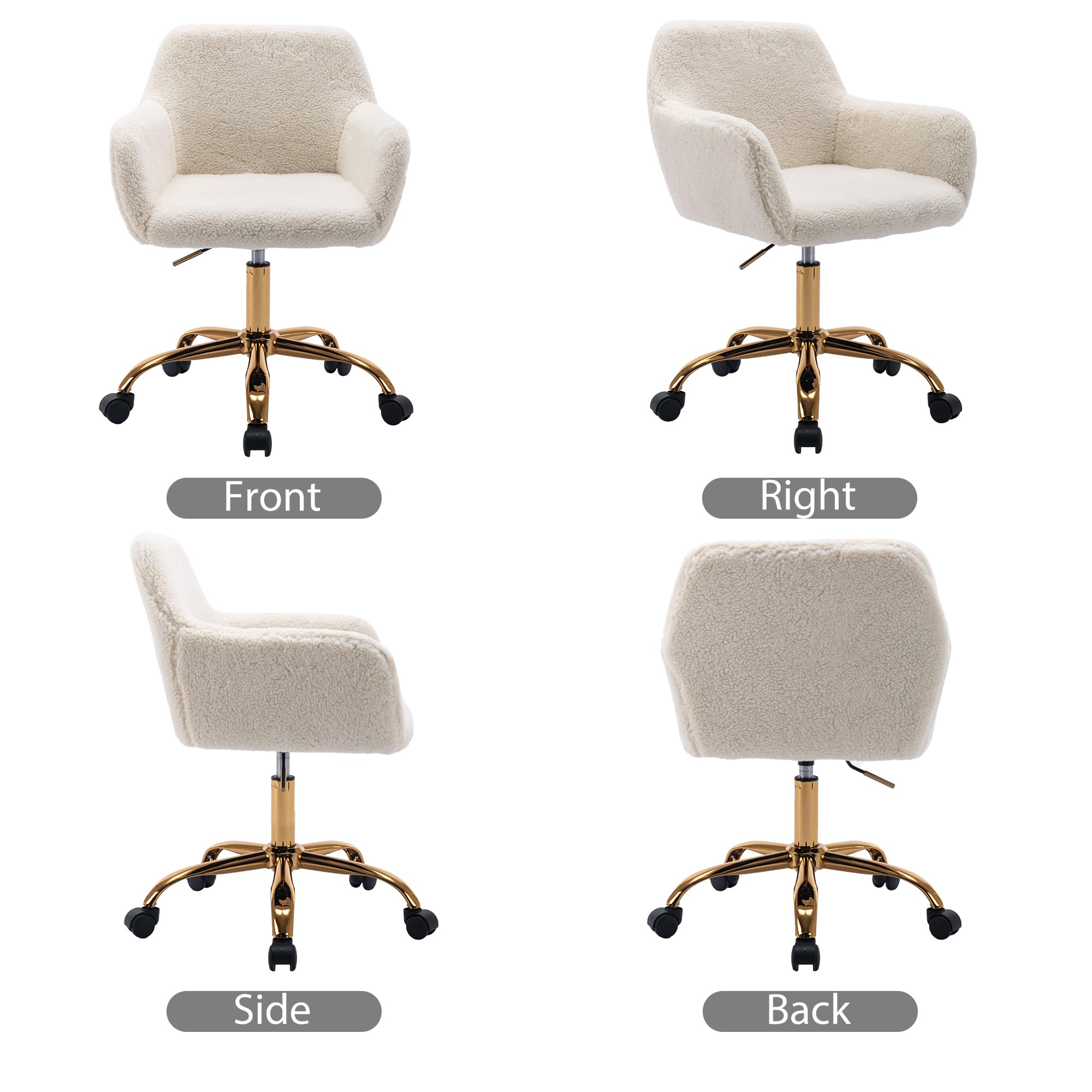 KCC faux fur office chair wood frame provides sturdy construction.