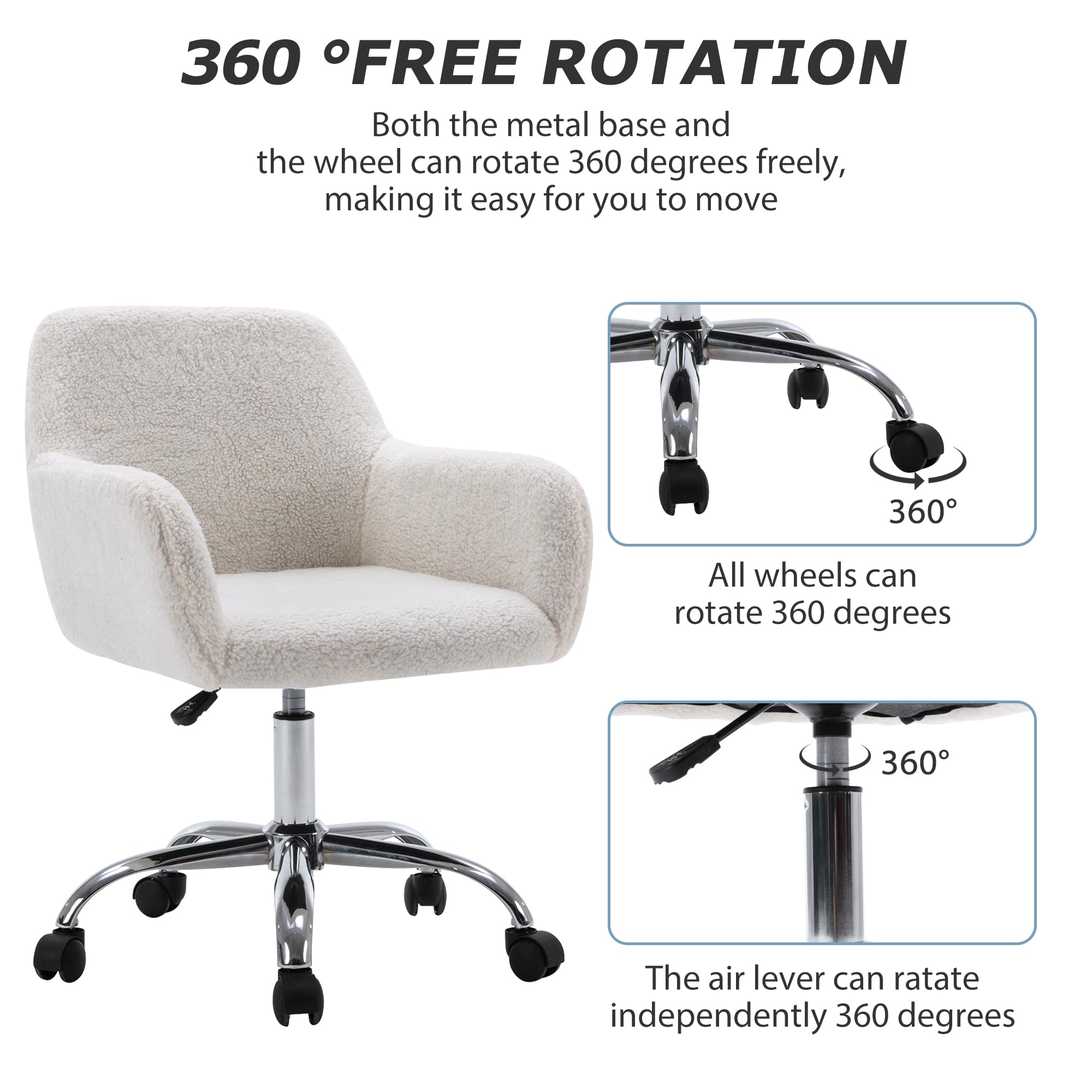 KCC faux fur chair backrest supports posture during long sessions.