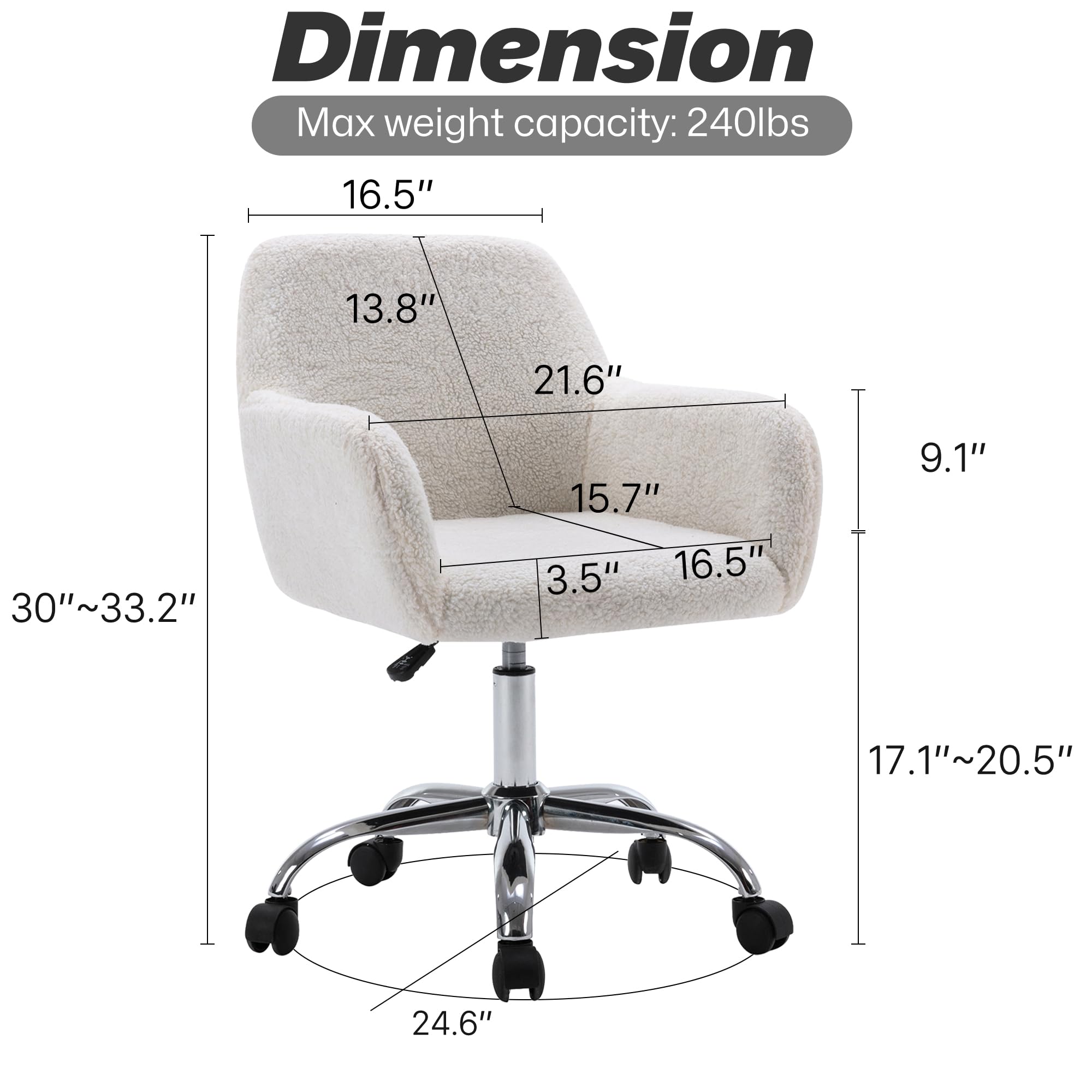 KCC vanity chair swivel base enables smooth movement while at the makeup desk.