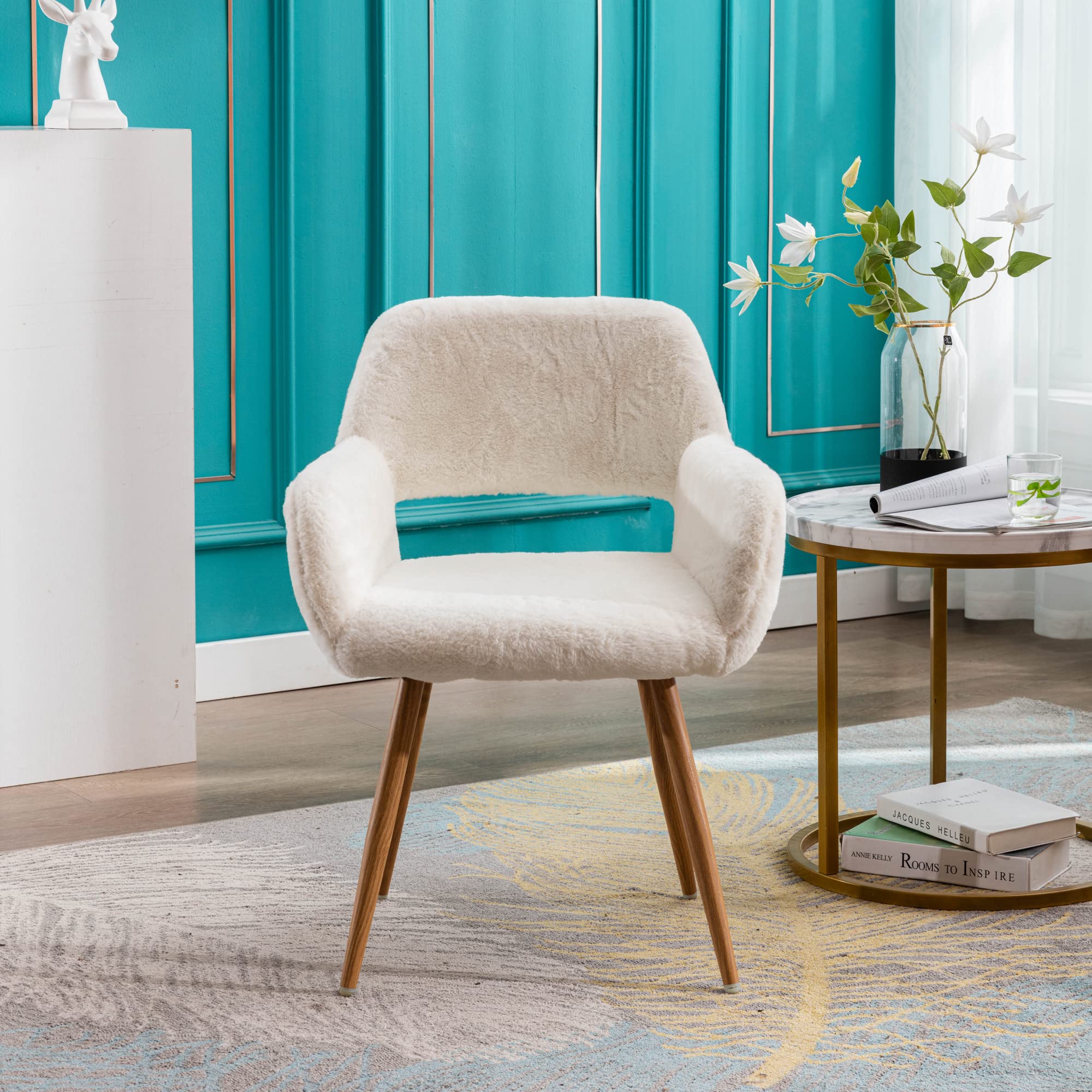 KCC Furry Desk Chair full view shows compact silhouette for small spaces.