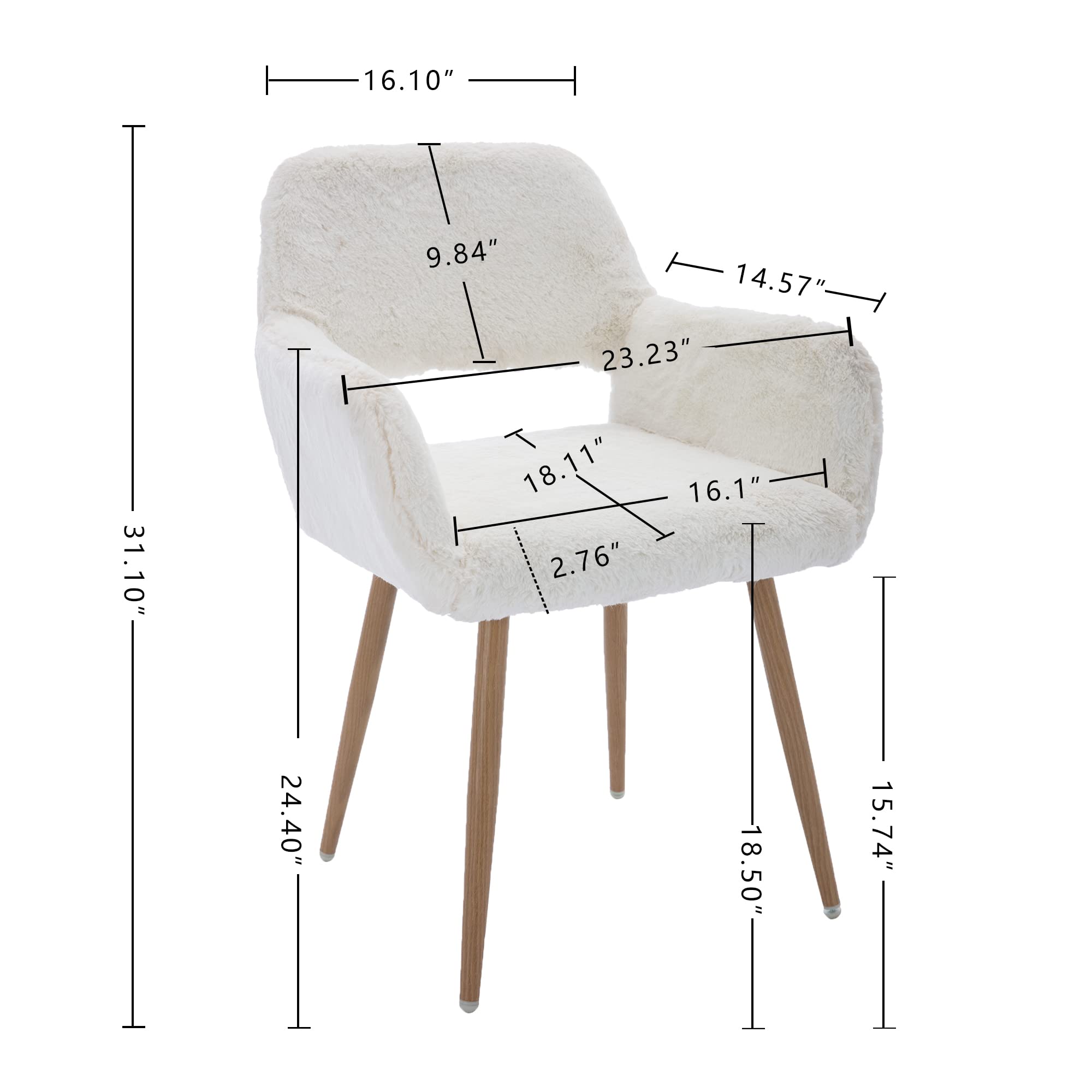 KCC Furry Desk Chair fur detail emphasizes dense texture and cozy touch.