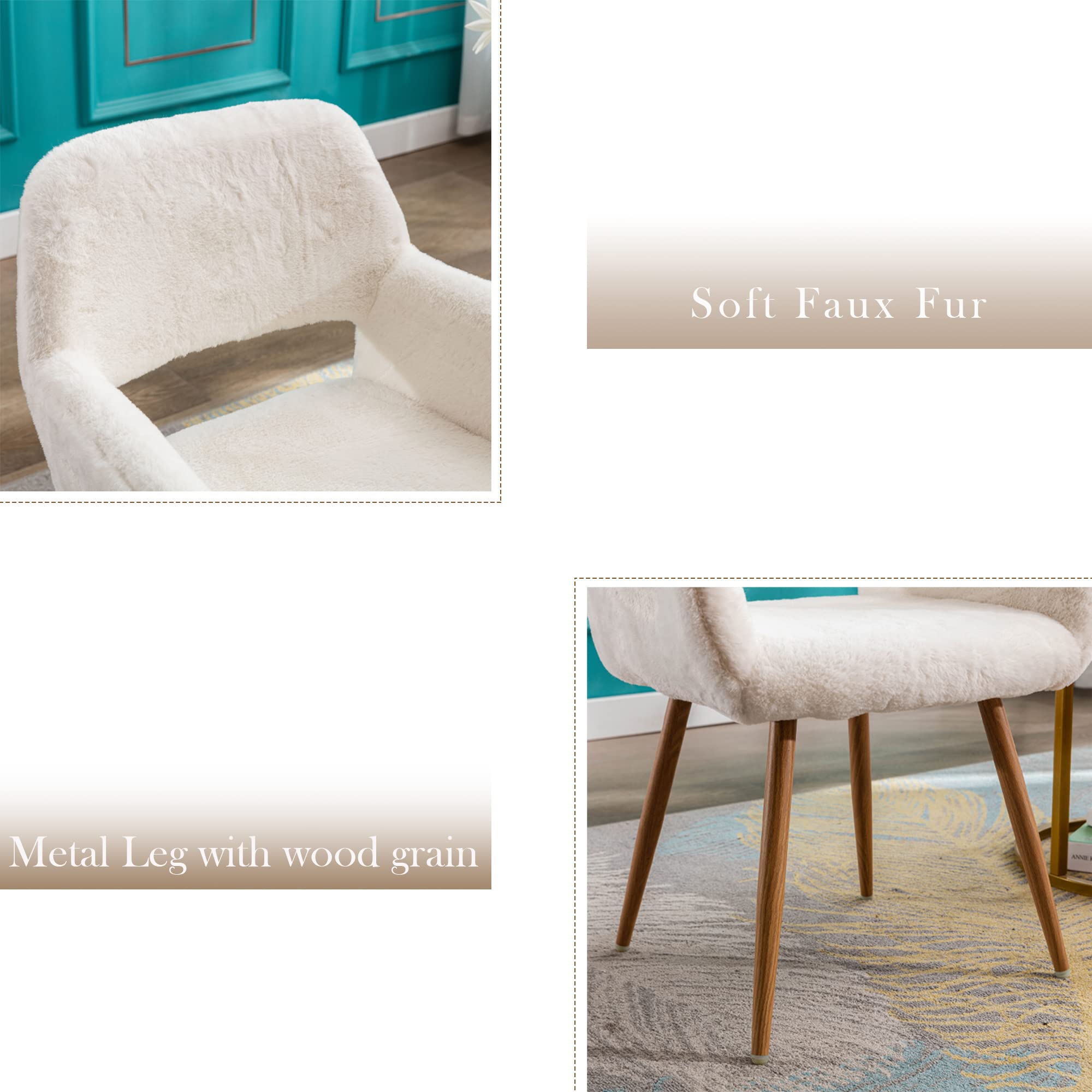 KCC Furry Desk Chair seat with soft sponge cushion and faux fur texture.