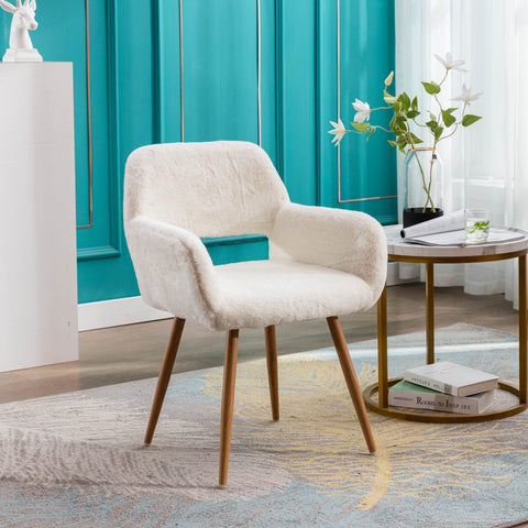 KCC Furry Desk Chair wood-look metal legs add premium mid-century vibe.