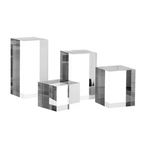 KCGANI clear acrylic cube display stand enhances product depth for photography.