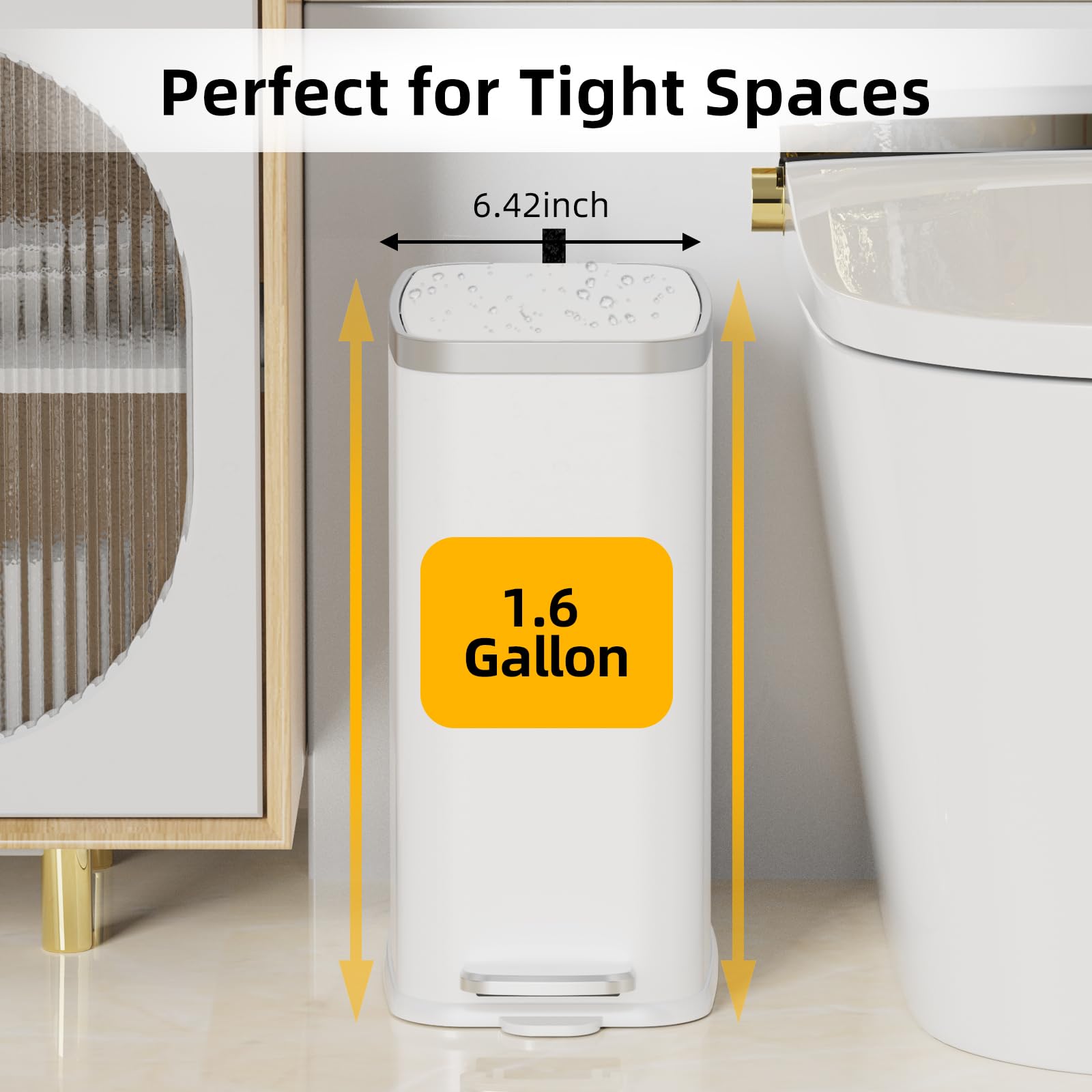 KdbK slim stainless steel trash can fits narrow spaces