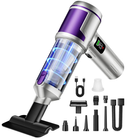 Kdewere handheld vacuum shows strong suction power for car dirt removal.