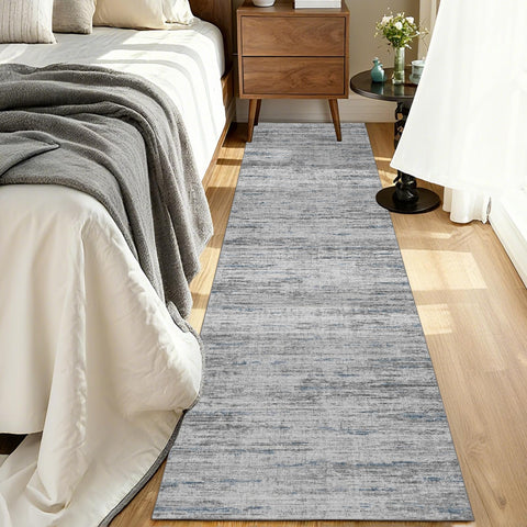 Kearoat laundry room runner blue-gray abstract texture resists stains and blends in.