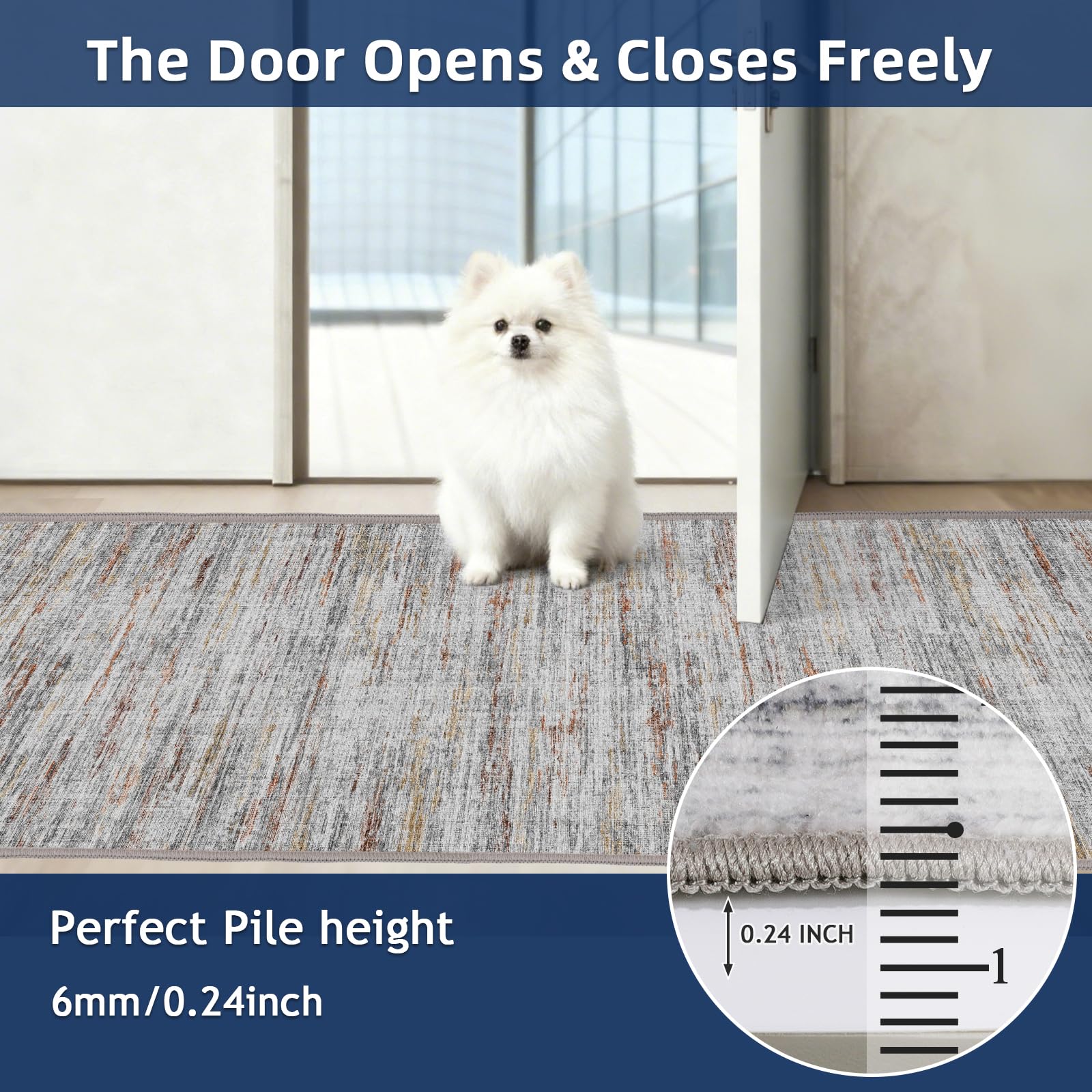 Kearoat multi-use rug suitable for hallways, living rooms, and bedrooms.