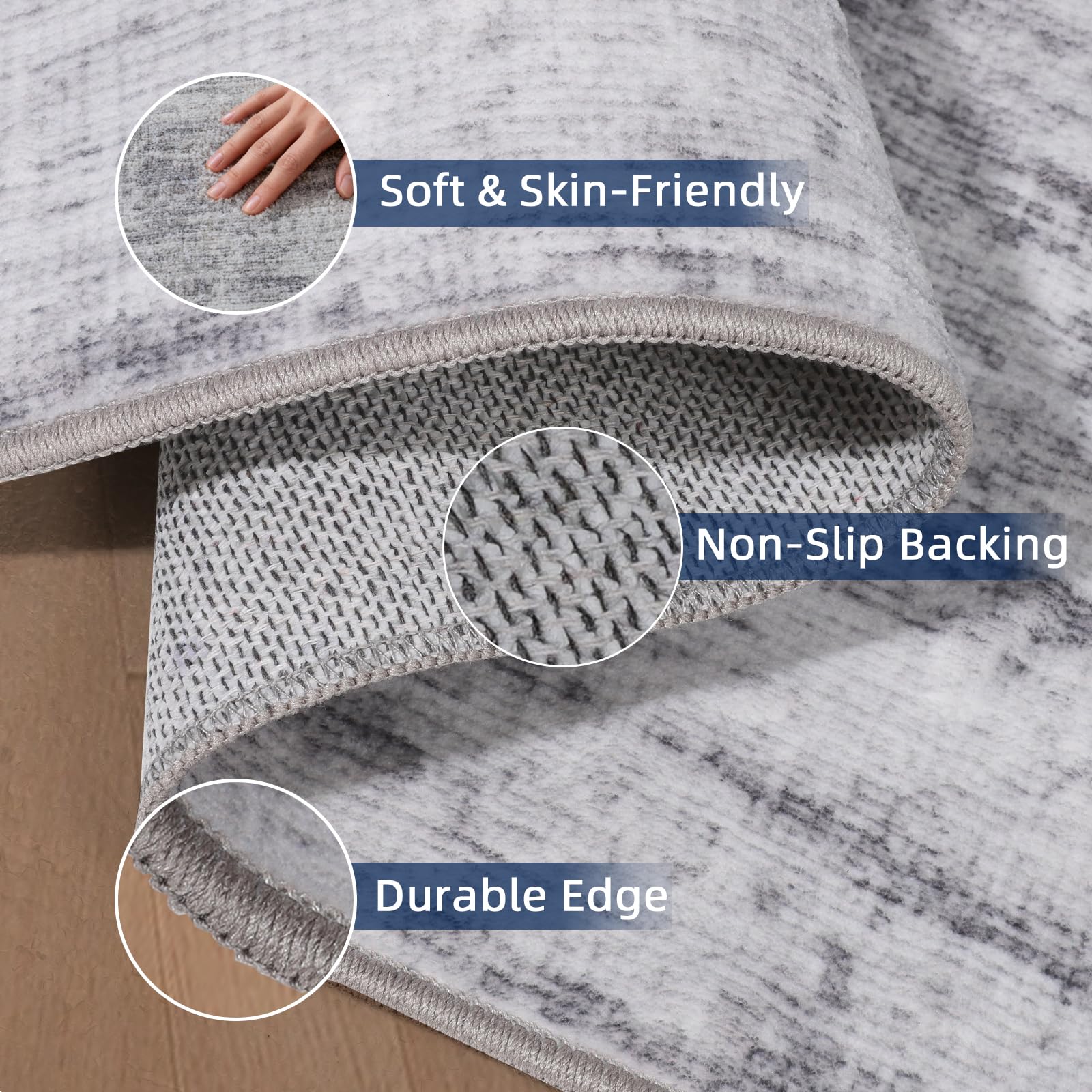 Kearoat 2x8 rug with soft low-pile texture for comfortable foot traffic.