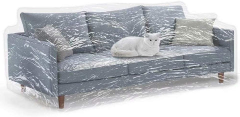 KEBE clear thicker plastic couch cover protecting pets on sofa with durable, nearly invisible protection.
