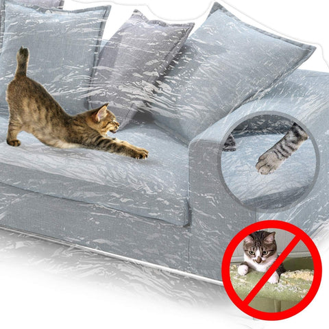 KEBE invisible scratch protection on sofa prevents claws while keeping style intact.