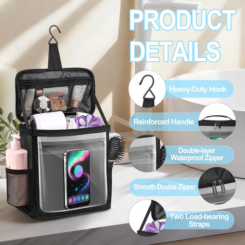 Kebrela hanging shower caddy durable oxford fabric resists splashes and wear.