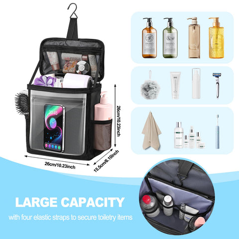 Kebrela hanging shower caddy front waterproof window for phone and small items.