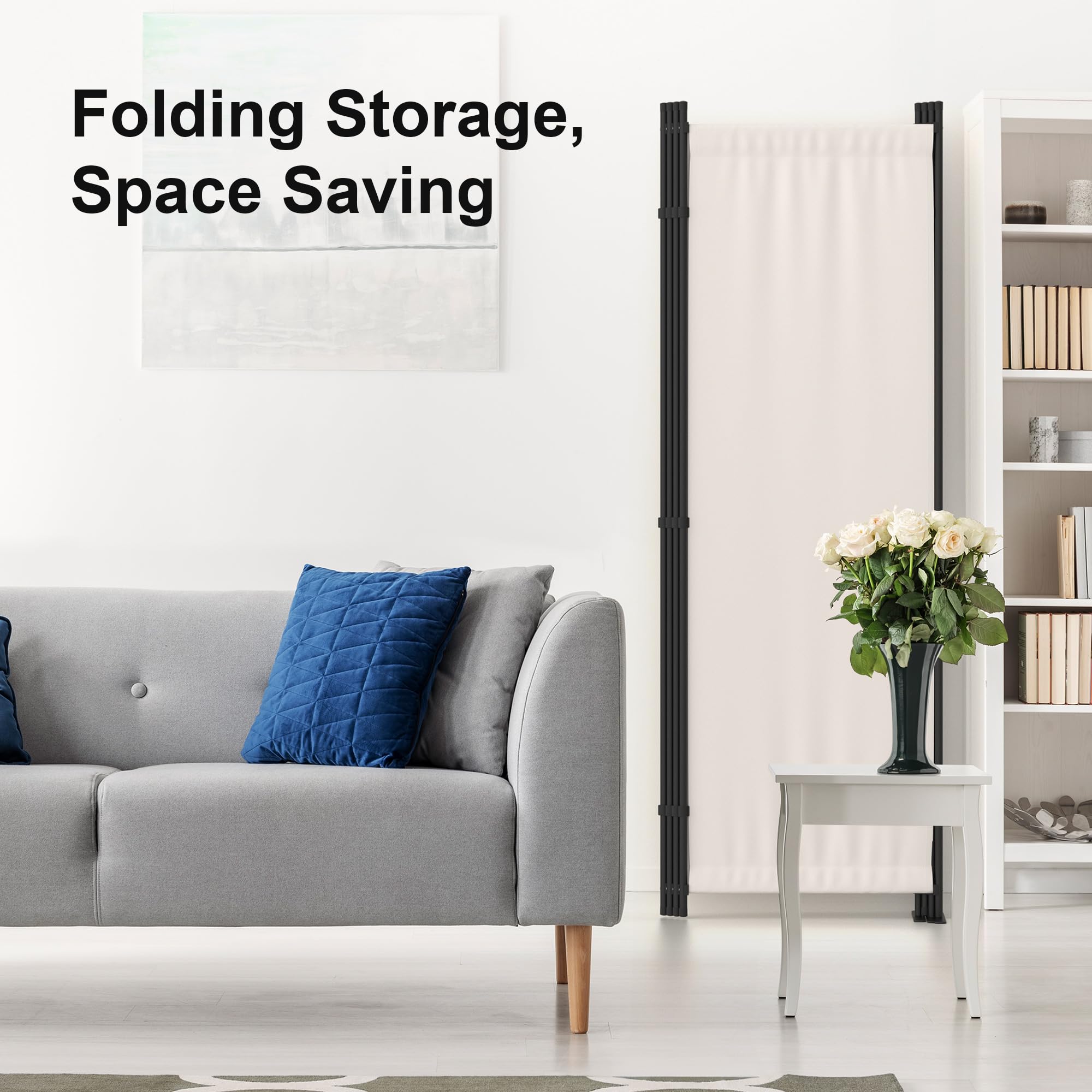 Kecreque privacy wall folds compactly for easy storage when not in use.