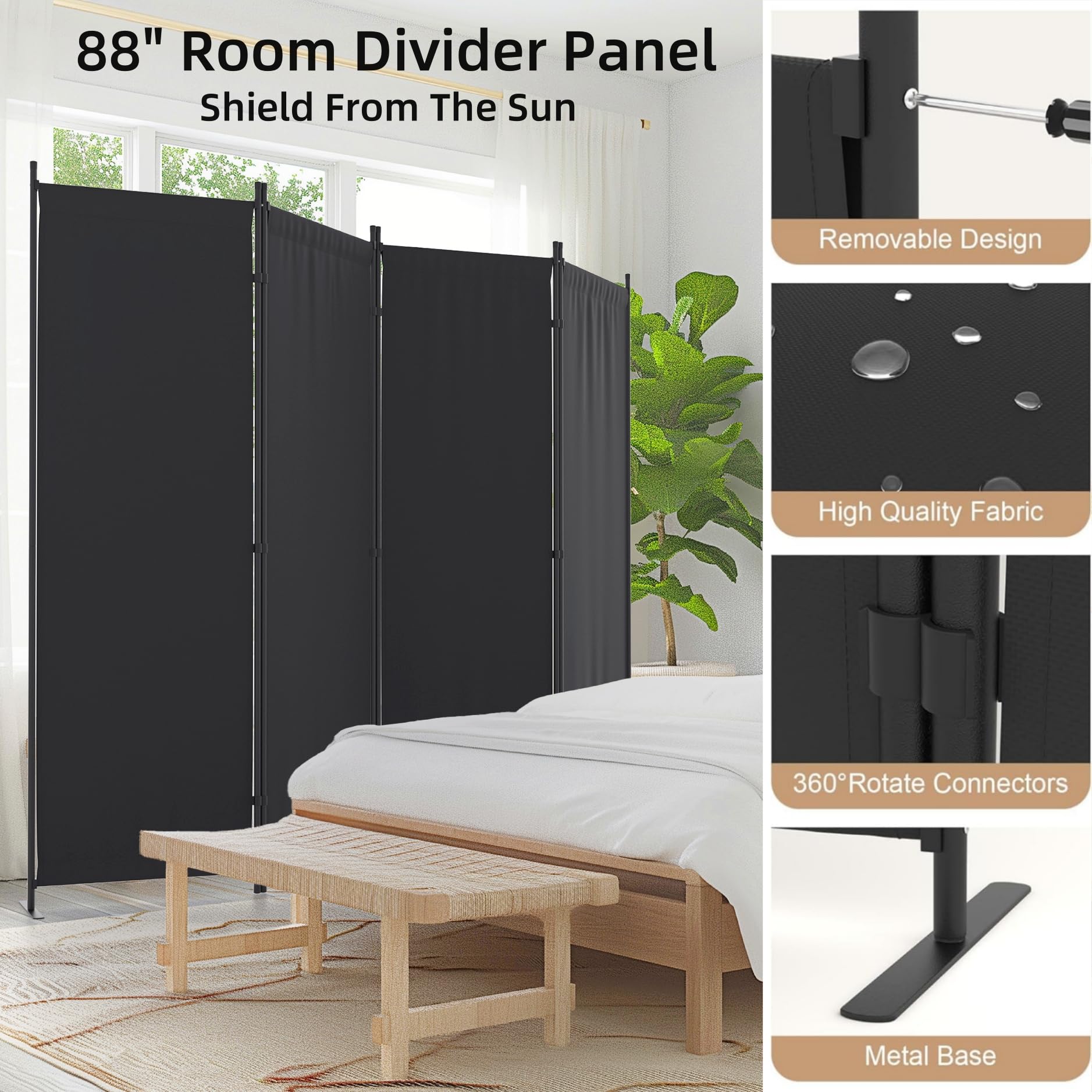 Kecreque folding screen tucked neatly into a corner for storage.