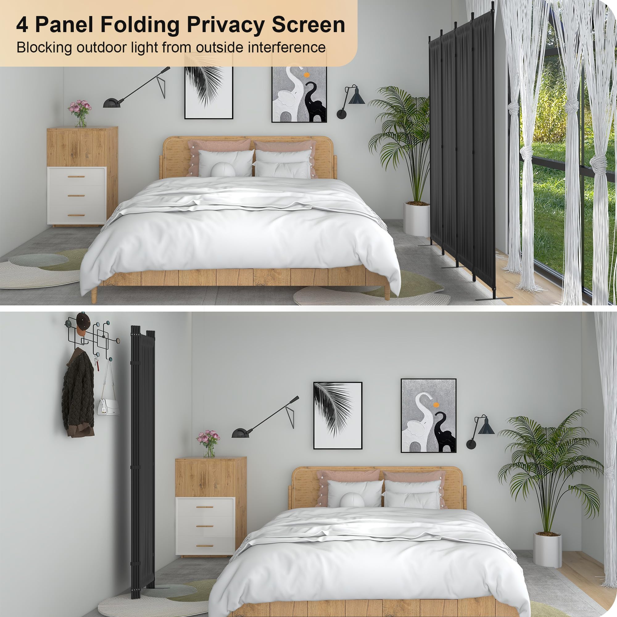 Kecreque room divider shows a powder-coated frame with durable finish.