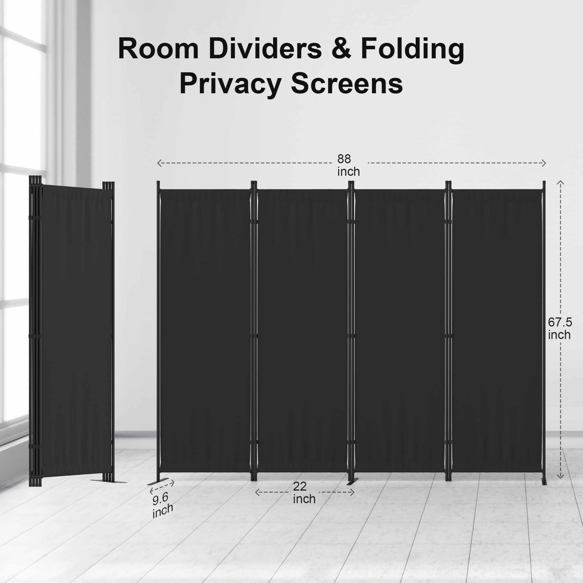 Kecreque privacy screen in closed configuration saves space while defining a corner.