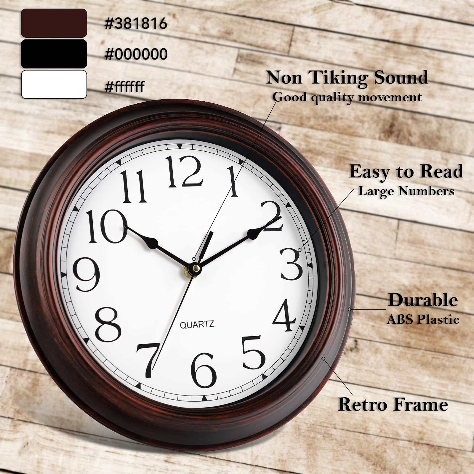 KECYET clock features large black numbers for easy reading across rooms