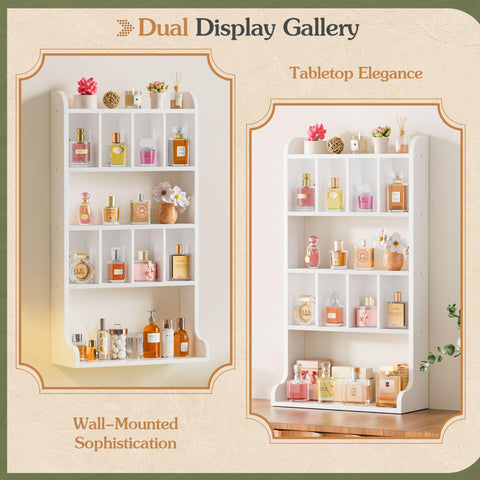 Keebofly bottom shelf wide display fitting tall bottles and gift sets.