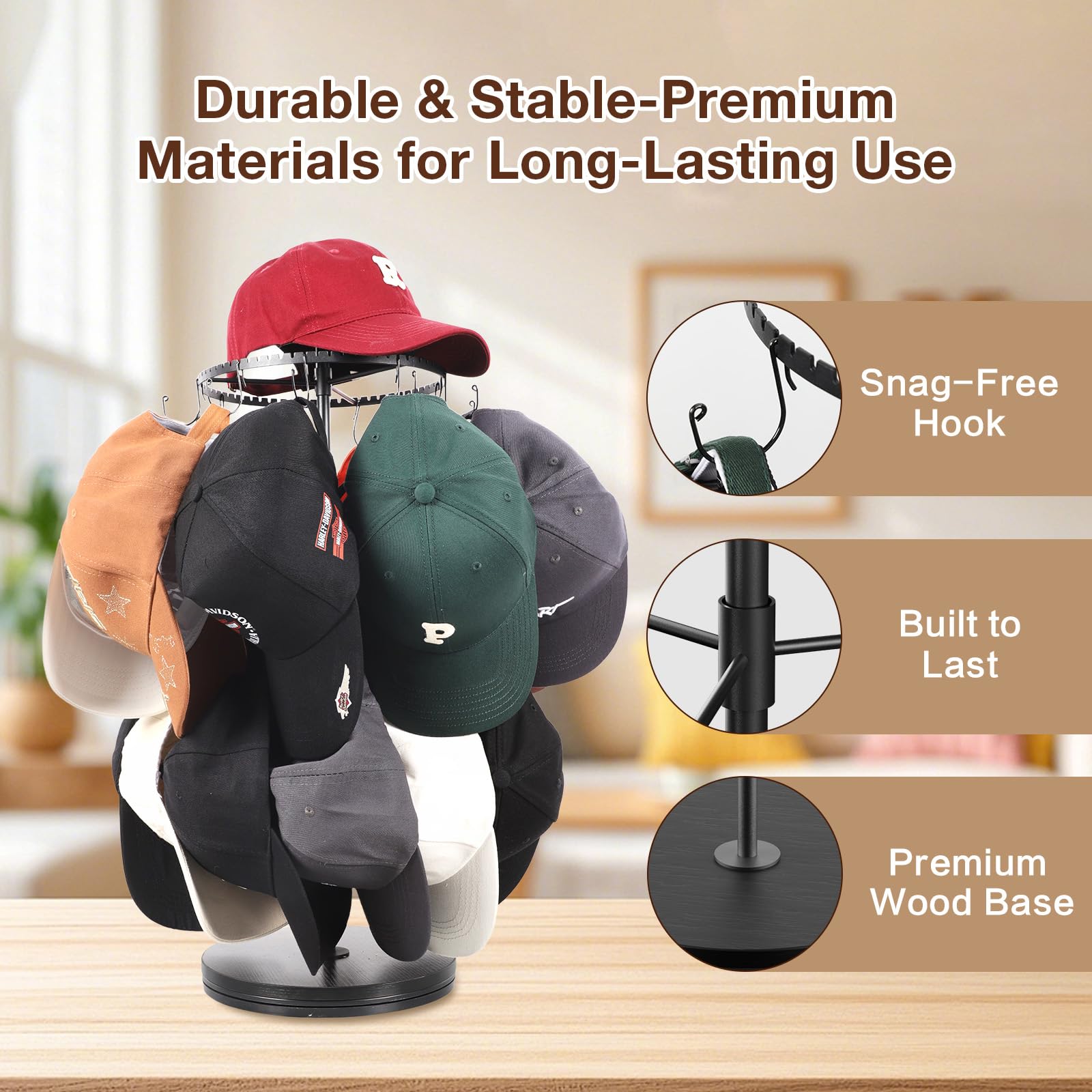 Keebofly desk or shelf hat organizer for counter or dresser