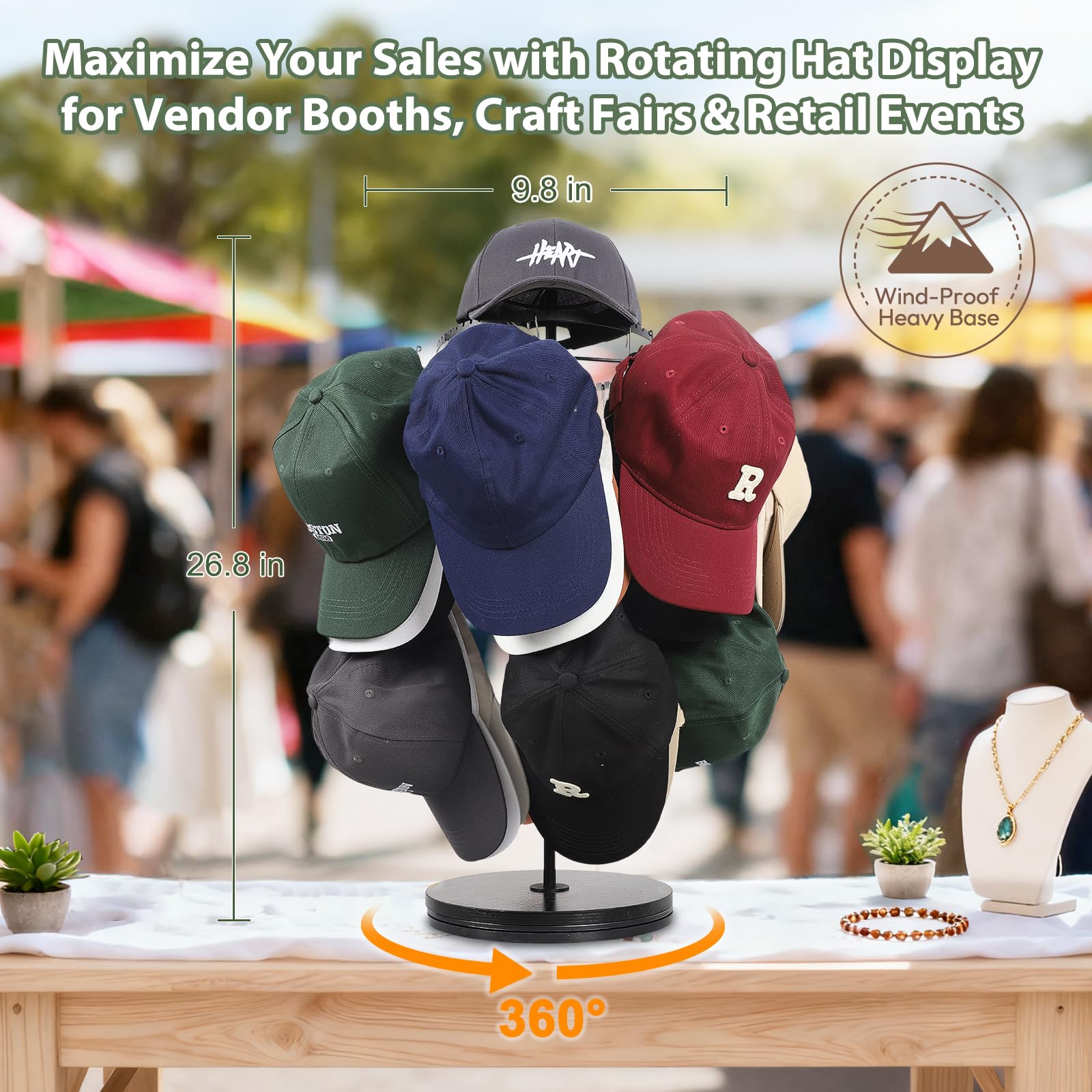 Keebofly hat display stand with open airflow design to reduce moisture