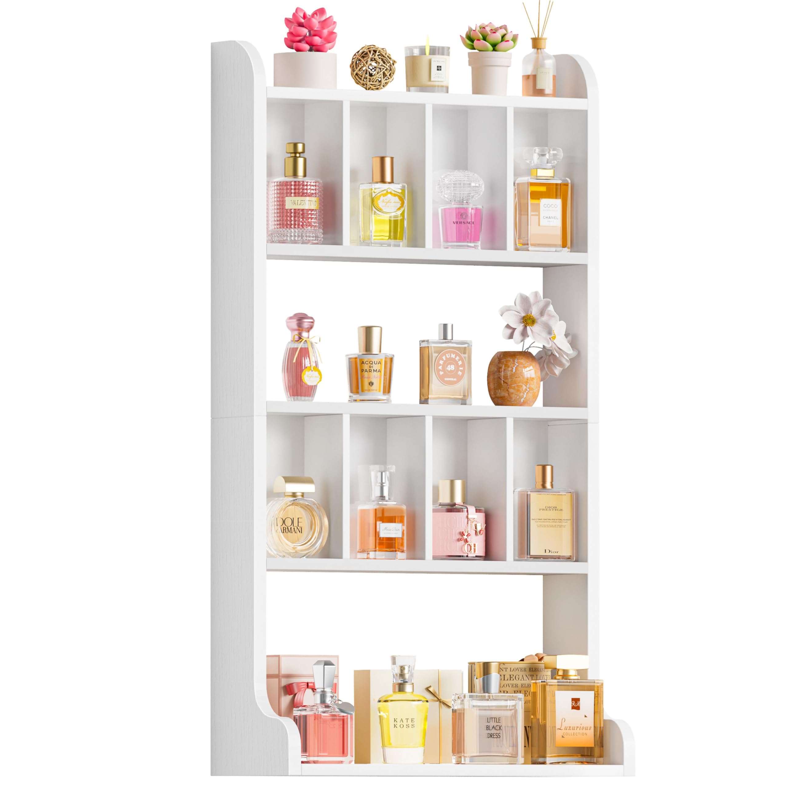 Keebofly perfume organizer wall-mount displaying bottles neatly for easy access.