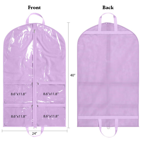 KEEGH clear 40-inch garment bag back view with breathable fabric