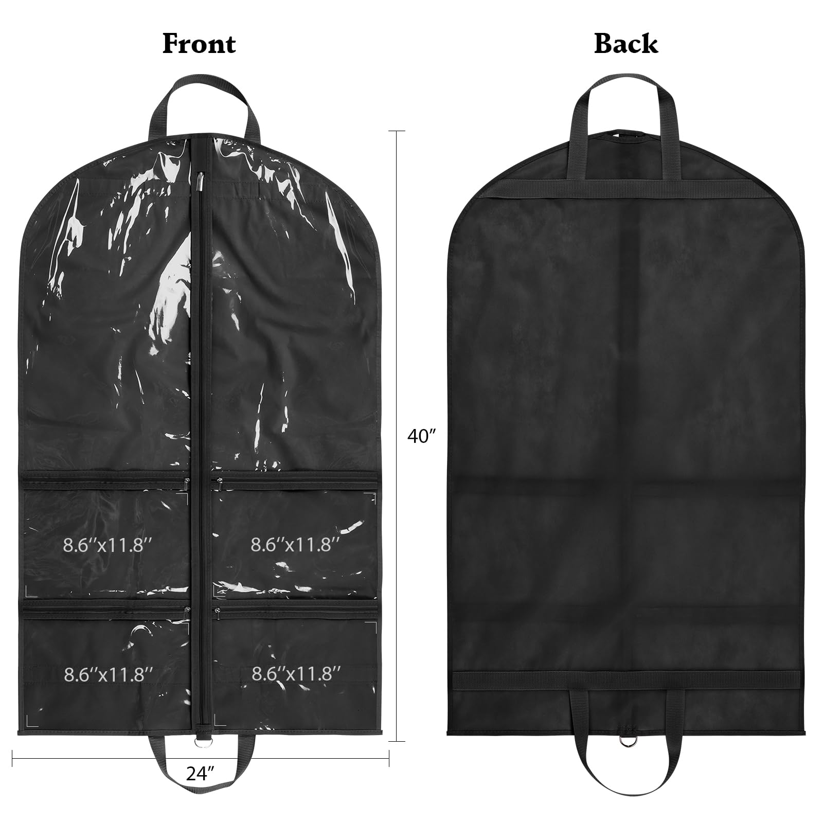 KEEGH Clear Garment Bag back view shows breathable fabric to keep outfits fresh between performances.