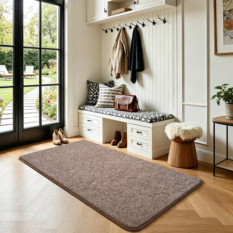 Keeko Soft 2x4 bedside rug detail with memory foam pad for gentle underfoot support.