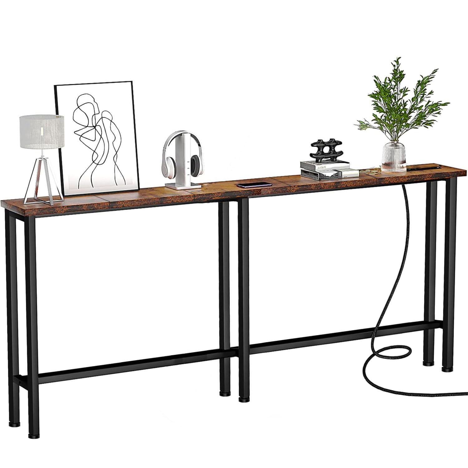 Keelian 78-inch narrow console sofa table front view showing slim profile for compact spaces