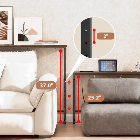 Keelian narrow sofa table beside couch highlighting slim profile