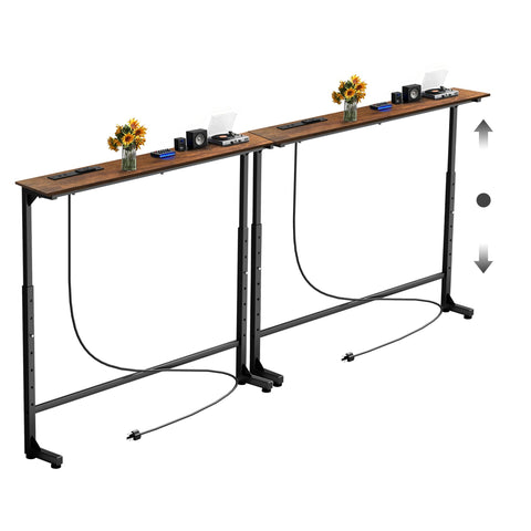 Keelian 90-inch narrow console table with outlets and charging hub for devices