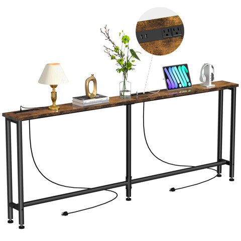 Keelian 90-inch sofa table with outlets and USB ports for easy charging.