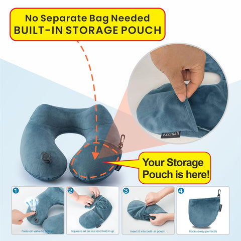Keemall 2Pack inflated neck pillow provides steady neck support on the go