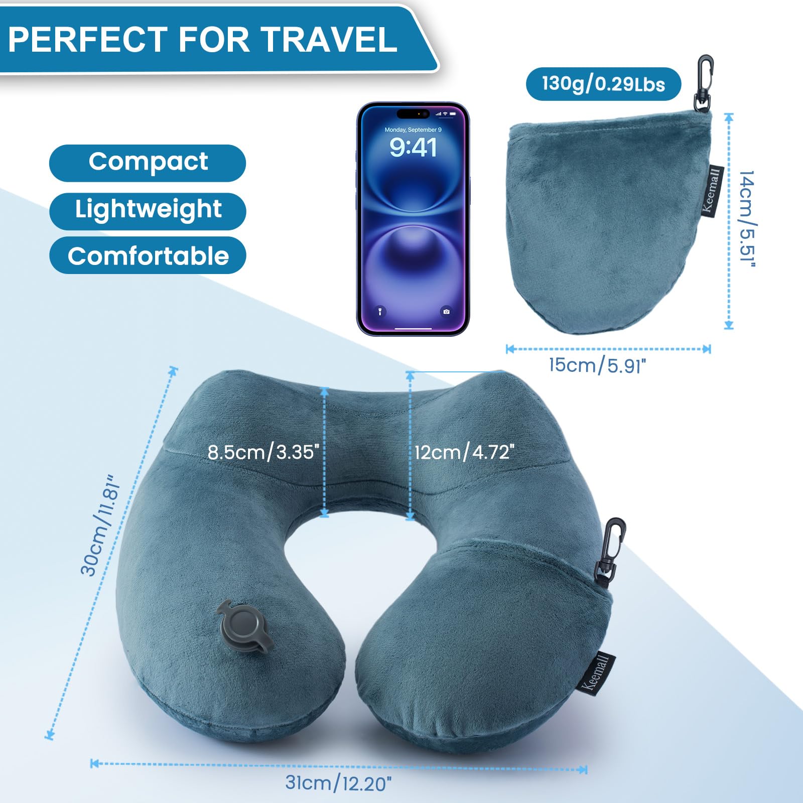 Keemall 2Pack travel neck pillow airplane comfort during long flights