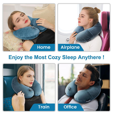Keemall 2Pack travel neck pillow built-in luggage clip keeps it accessible