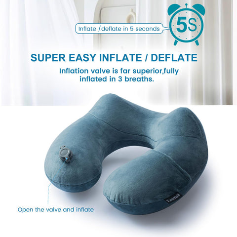 Keemall 2Pack travel neck pillow quick inflation deflation for fast setup