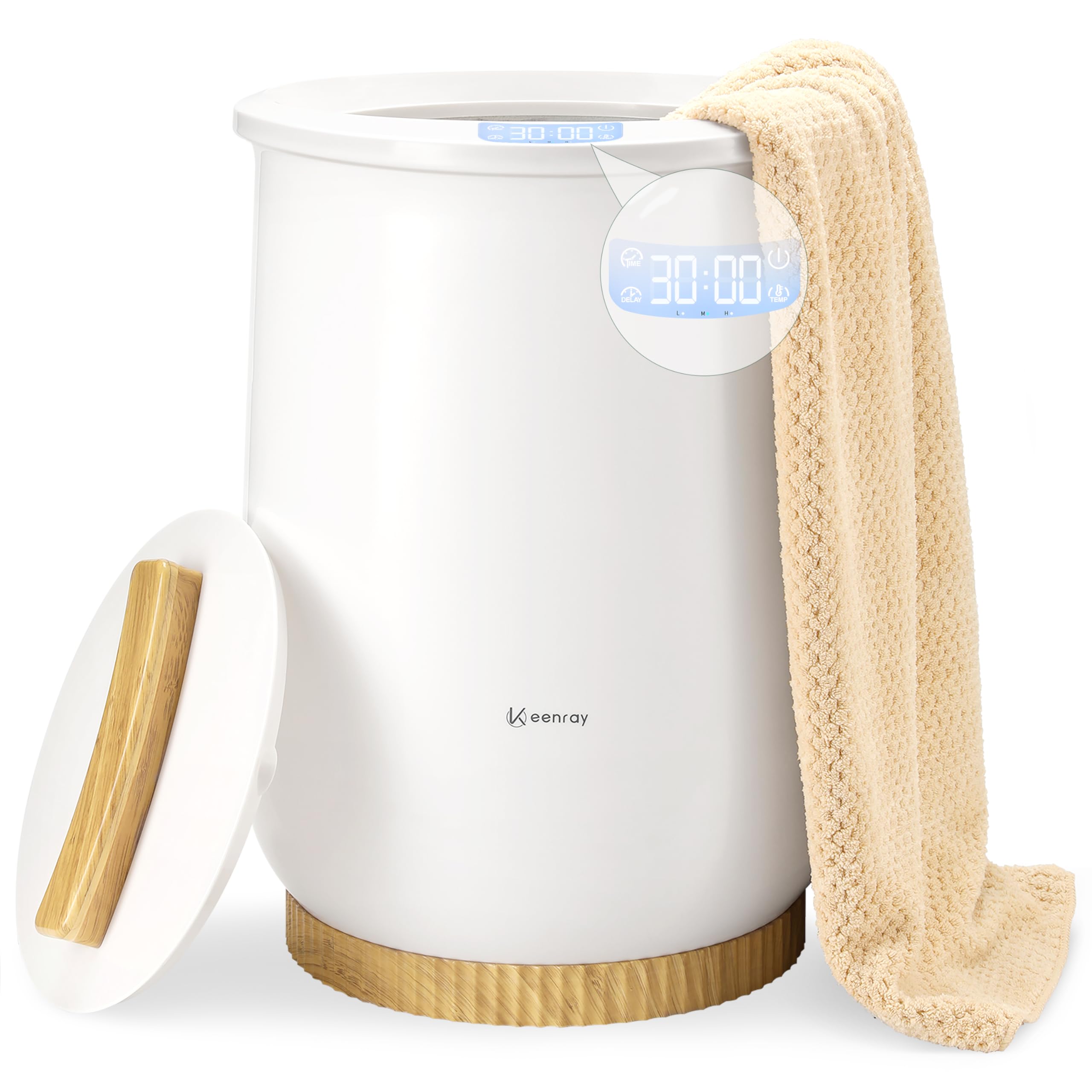 Keenray CL1Plus towel warmer bucket front view showing compact design