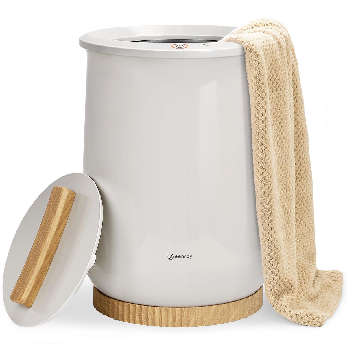 Keenray luxury bucket towel warmer with lid for easy cleaning and large towels.
