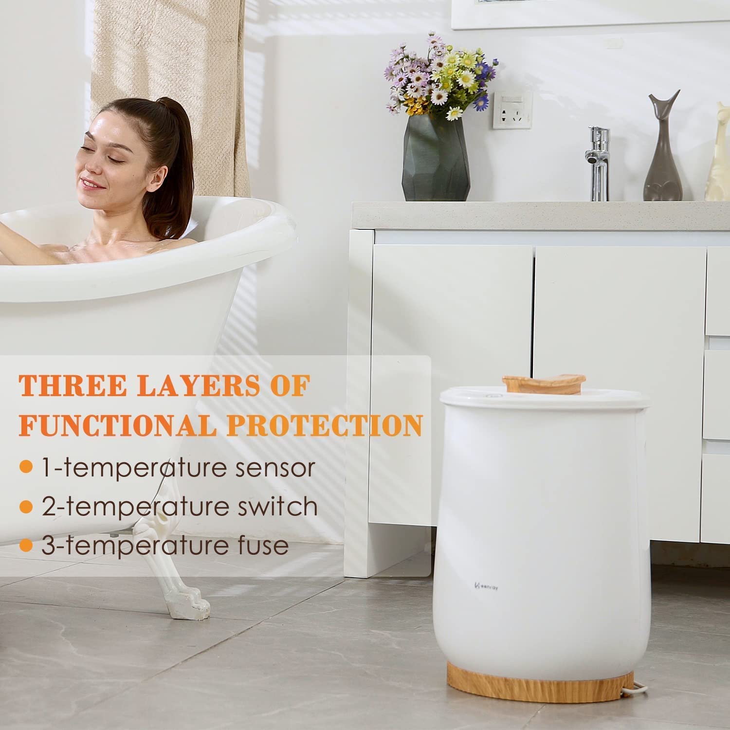 Keenray towel warmer base design highlighting compact, stylish integration in bathroom decor