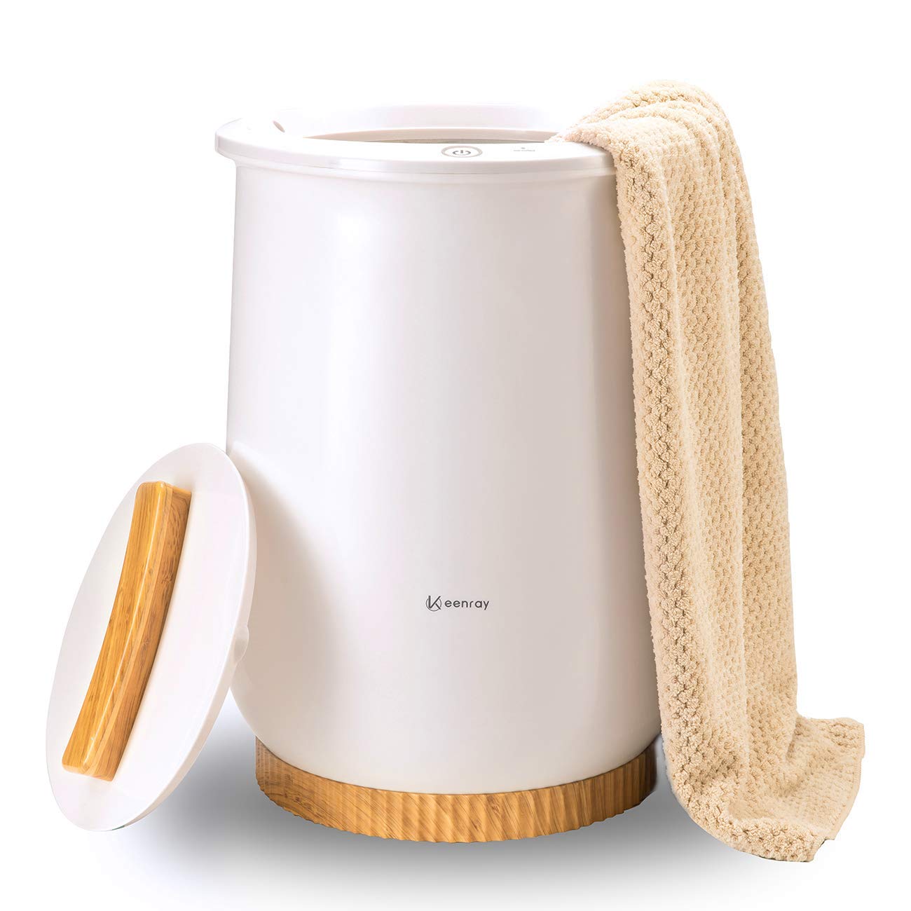 Keenray towel warmer bucket front view for spa-like post-shower warmth and comfort