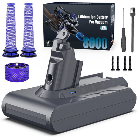 Keenstone Dyson V6 battery front view showcases compact design for quick replacement.